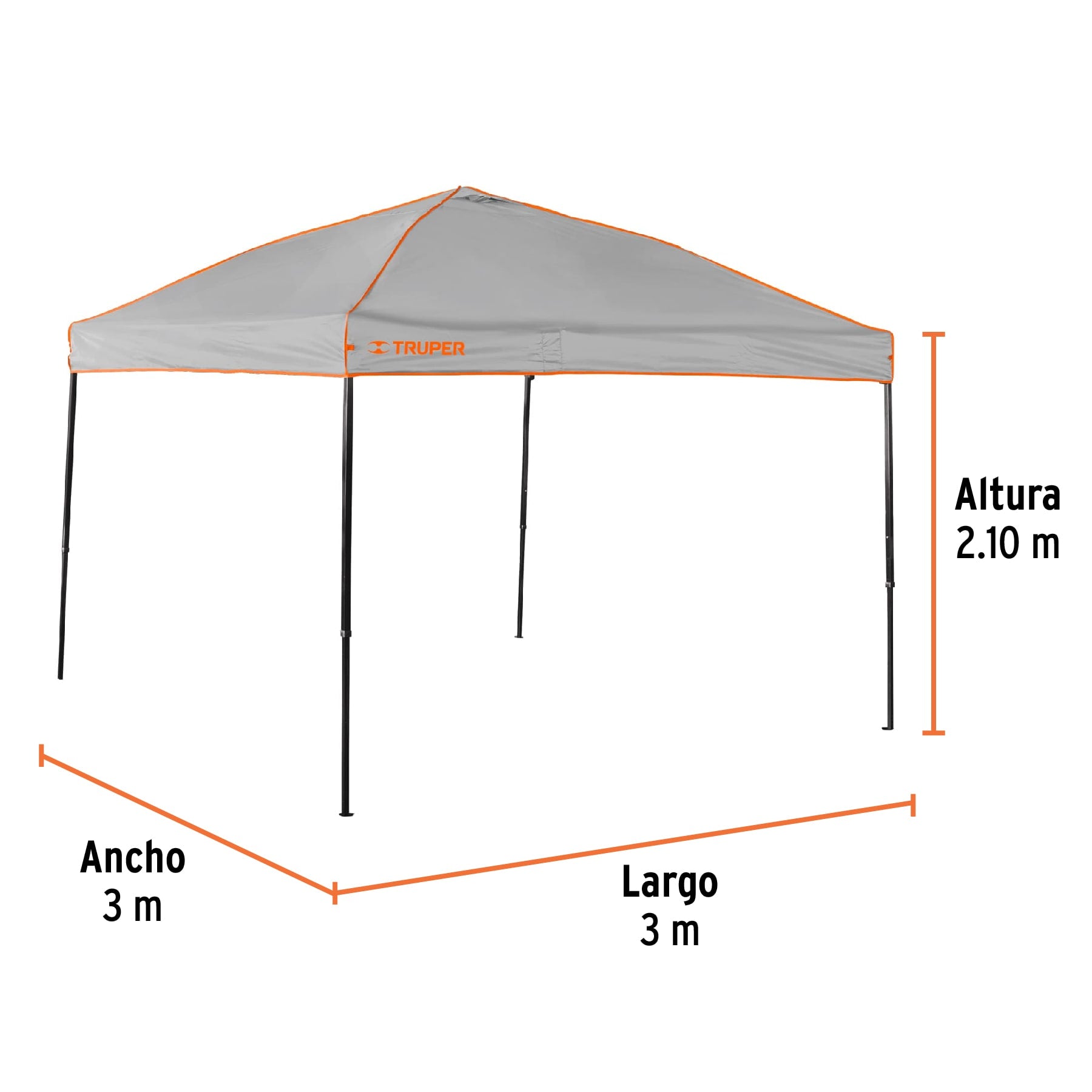 Toldo plegable de 3 x 3 m, Truper, 66075