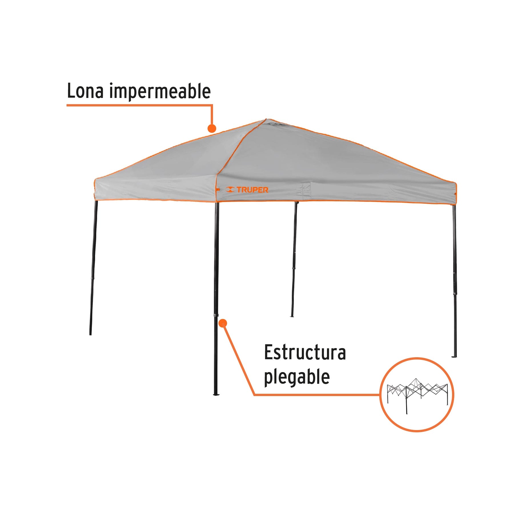 Toldo plegable de 3 x 3 m, Truper, 66075