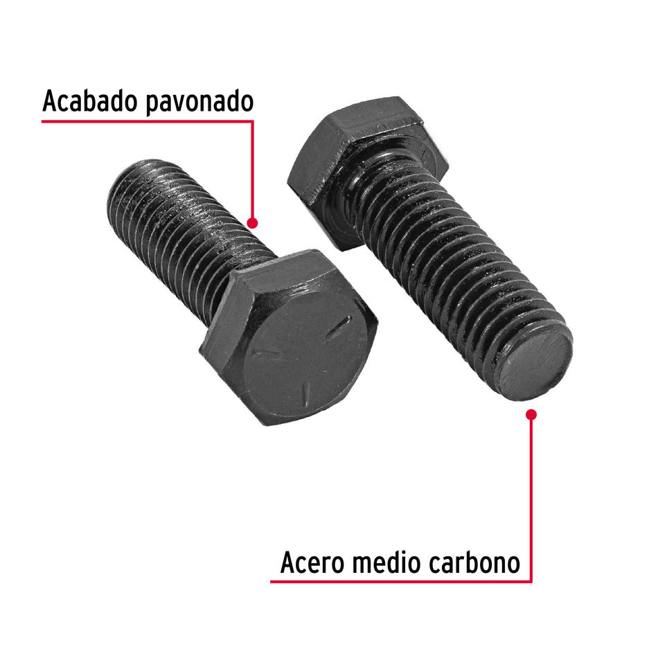 Bolsa con 30 tornillos 1/2' x 1-1/2' acero grado 5, FIERO Caja con 3, 44800