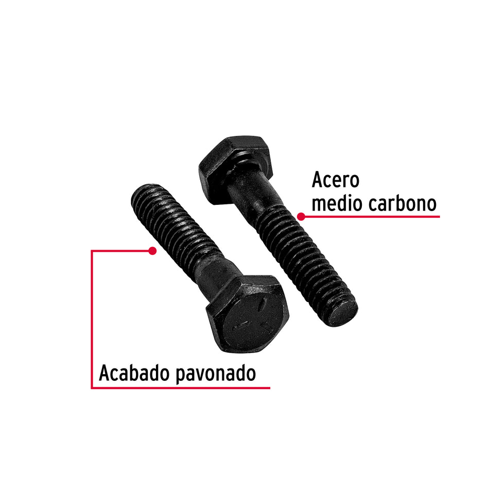 Bolsa con 100 tornillos 1/4' x 1-1/4' acero grado 5, FIERO Caja con 6, 44766