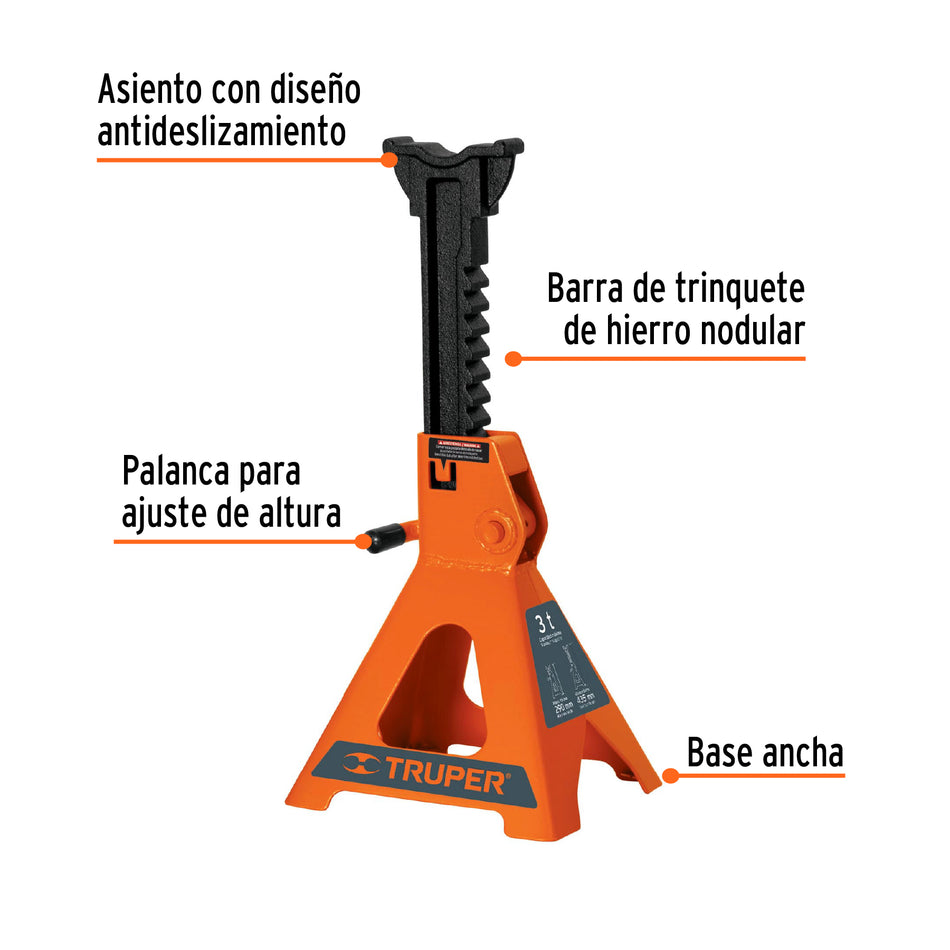 torres de 3 ton para auto, Truper Caja con 2, 14843