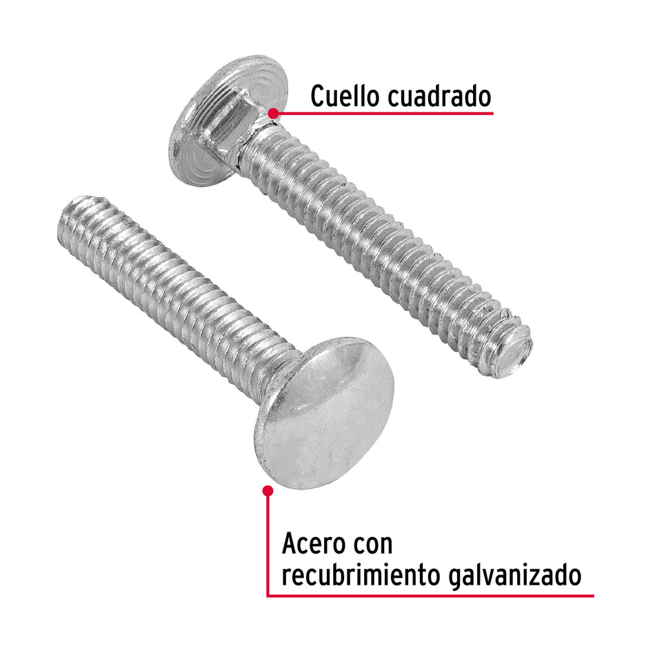 Bolsa con 80 tornillos 1/4' x 1-1/2' tipo coche, Fiero Caja con 6, 44714