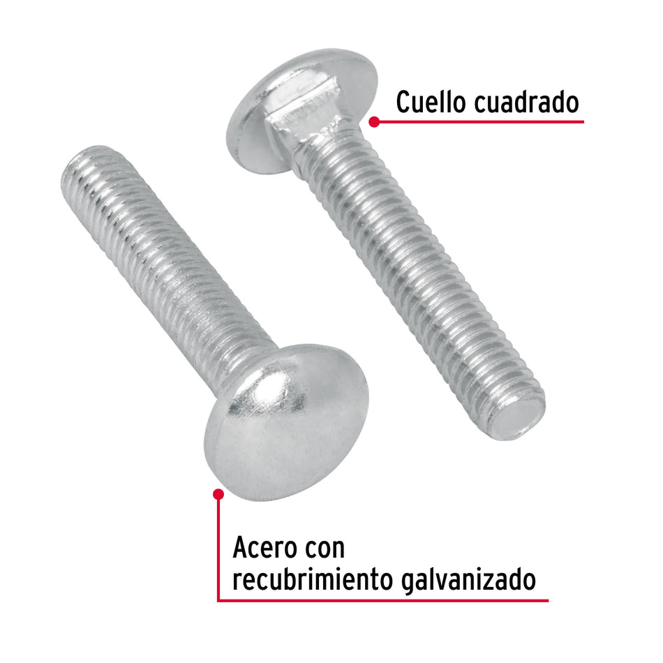 Bolsa con 100 tornillos 1/4' x 1-1/4' tipo coche, Fiero Caja con 6, 44713