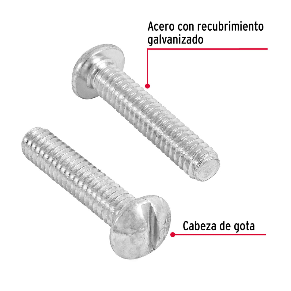 Bolsa con 100 tornillos 1/4 'x 1-1/4' tipo estufa, Fiero Caja con 6, 44627