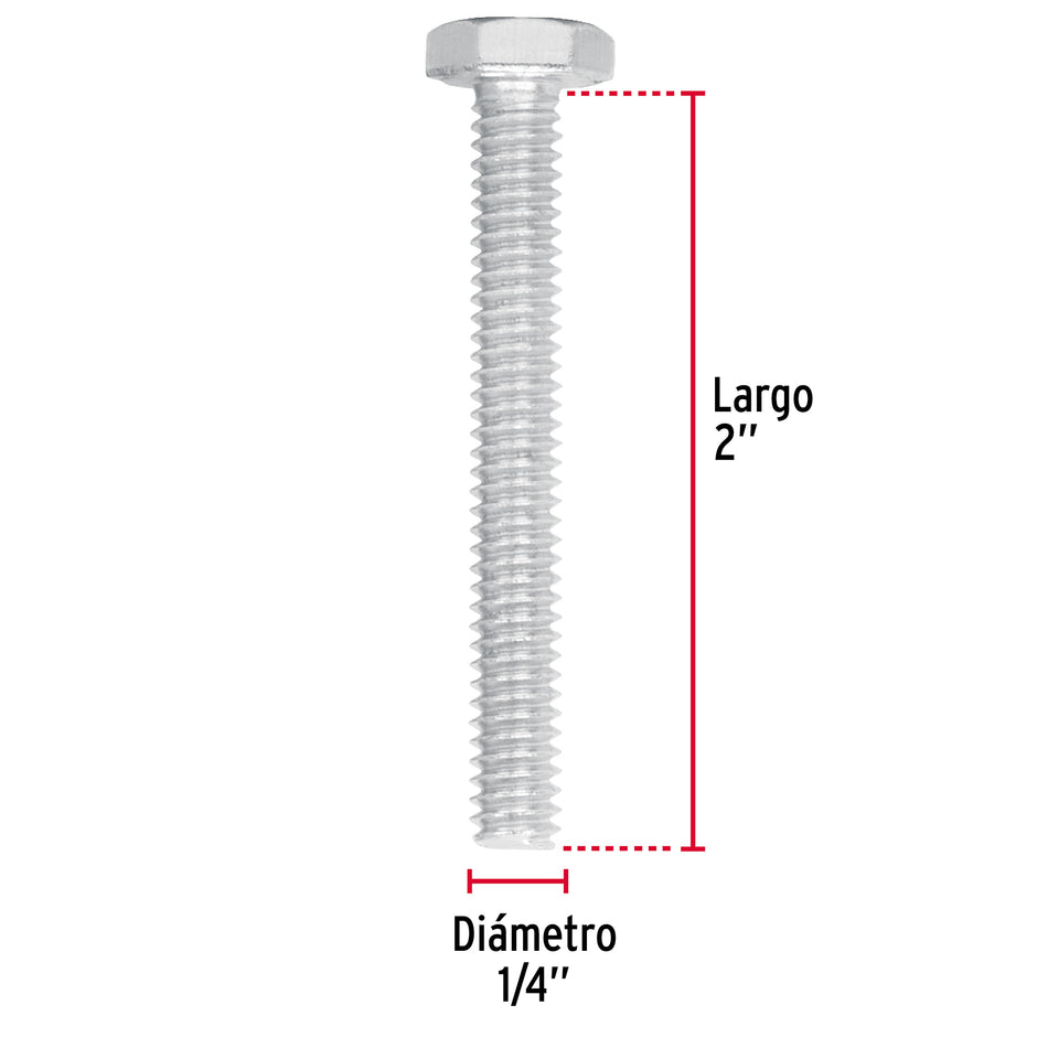 Bolsa con 60 tornillos 1/4' x 2' tipo máquina, FIERO Caja con 6, 44561