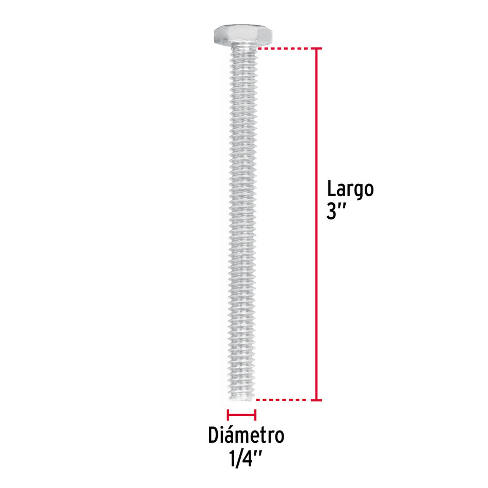 Bolsa con 50 tornillos 1/4' x 3' tipo máquina, FIERO Caja con 6, 44563