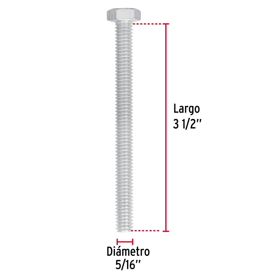 Bolsa con 50 tornillos 5/16' x 3-1/2' tipo máquina, FIERO Caja con 3, 44572