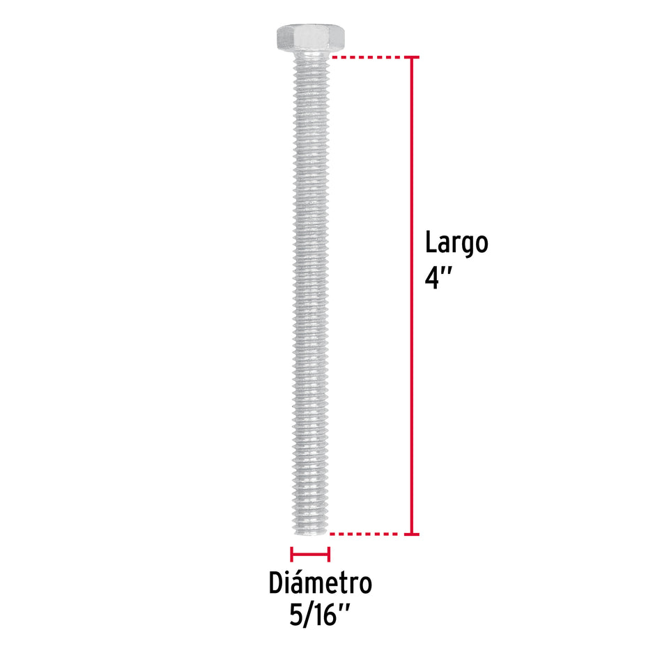 Bolsa con 50 tornillos 5/16' x 4' tipo máquina, FIERO Caja con 3, 44573