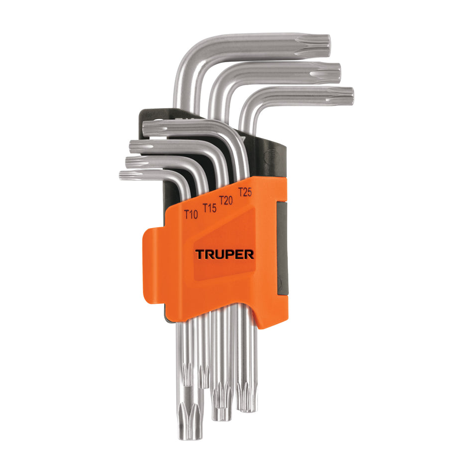 Juego de 7 llaves torx con organizador abatible, TRUPER Caja con 6, 15552