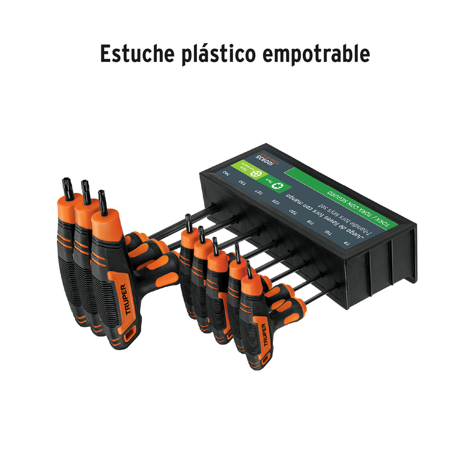 Juego de 8 llaves torx extralargas con mango T, TRUPER, 100935