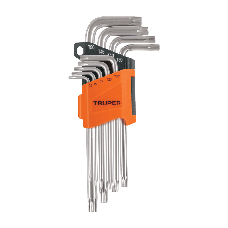 Juego de 9 llaves torx largas con organizador abatible Caja con 6, 13647