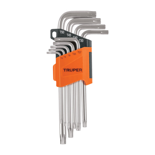 Juego de 9 llaves torx largas con organizador abatible Caja con 6, 13647