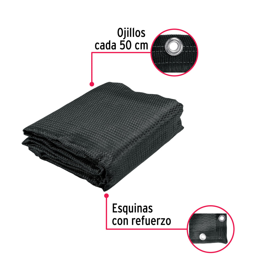 Toldo negro de 3 m de polietileno 80% sombra, ancho 3.60 m, 44708