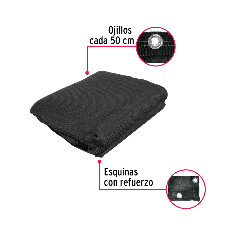Toldo negro de 5 m de polietileno 80% sombra, ancho 3.60 m, 44709