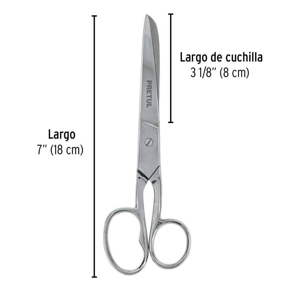 Tijera 7' ojo grande acero inoxidable para costura, PRETUL Caja con 6, 23162