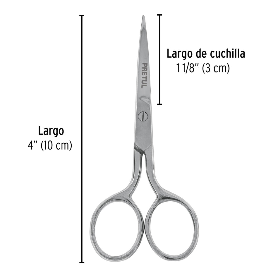Tijera 4' de acero inoxidable para bordar, PRETUL Caja con 6, 23176