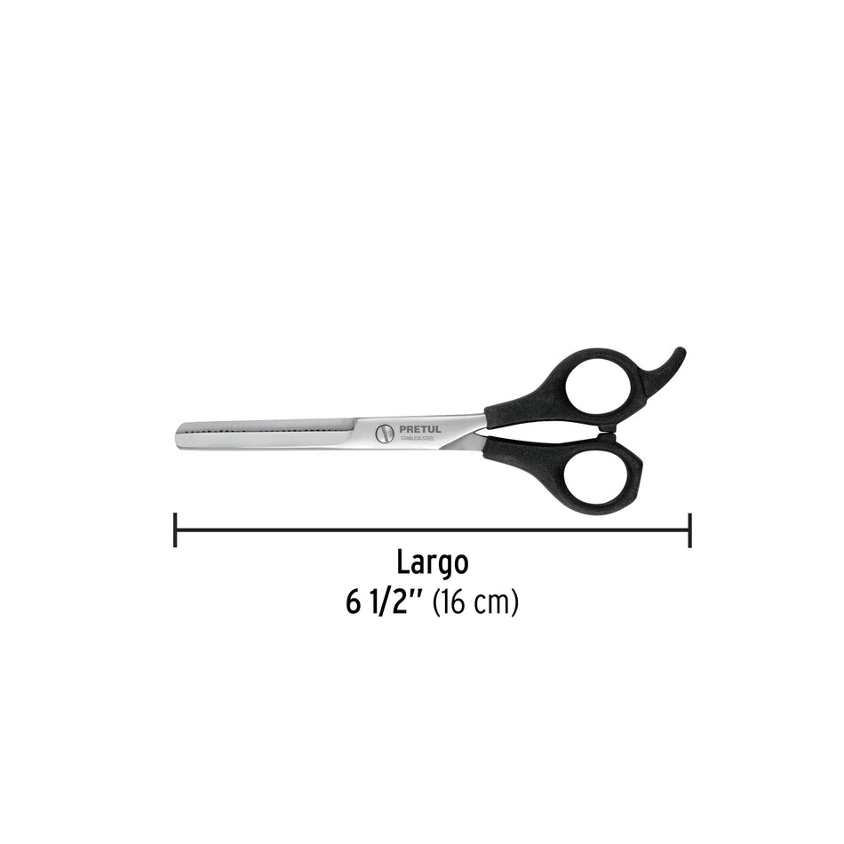 Tijera 6-1/2' acero inox, degrafilado, para estilista,PRETUL Caja con 6, 27087