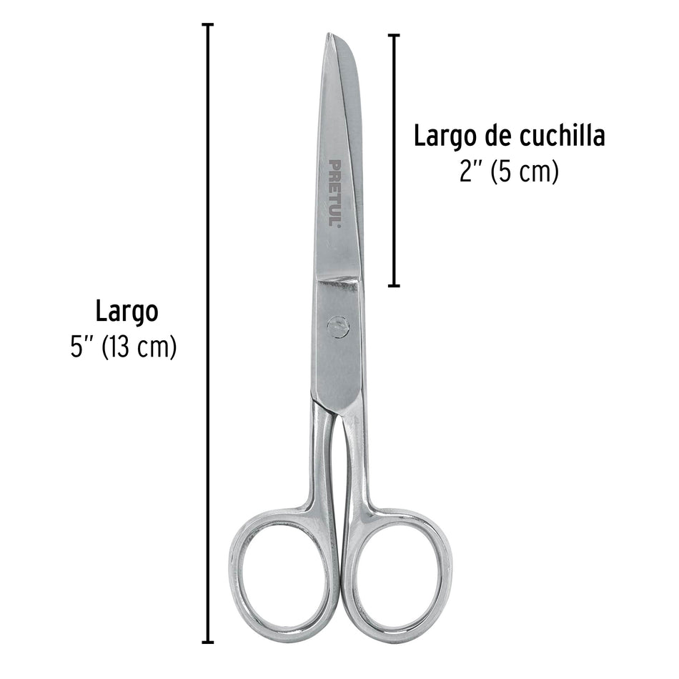 Tijera 5' de acero inoxidable para costura, PRETUL Caja con 6, 23152