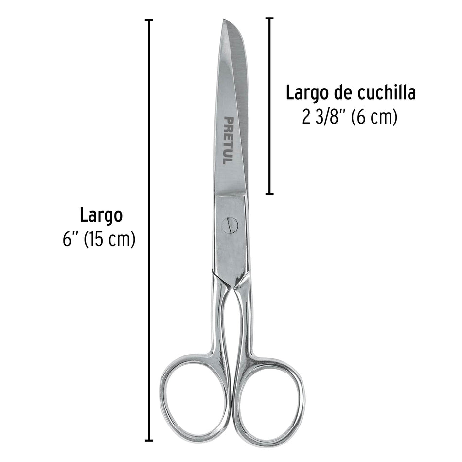 Tijera 6' de acero inoxidable para costura, PRETUL Caja con 6, 23154