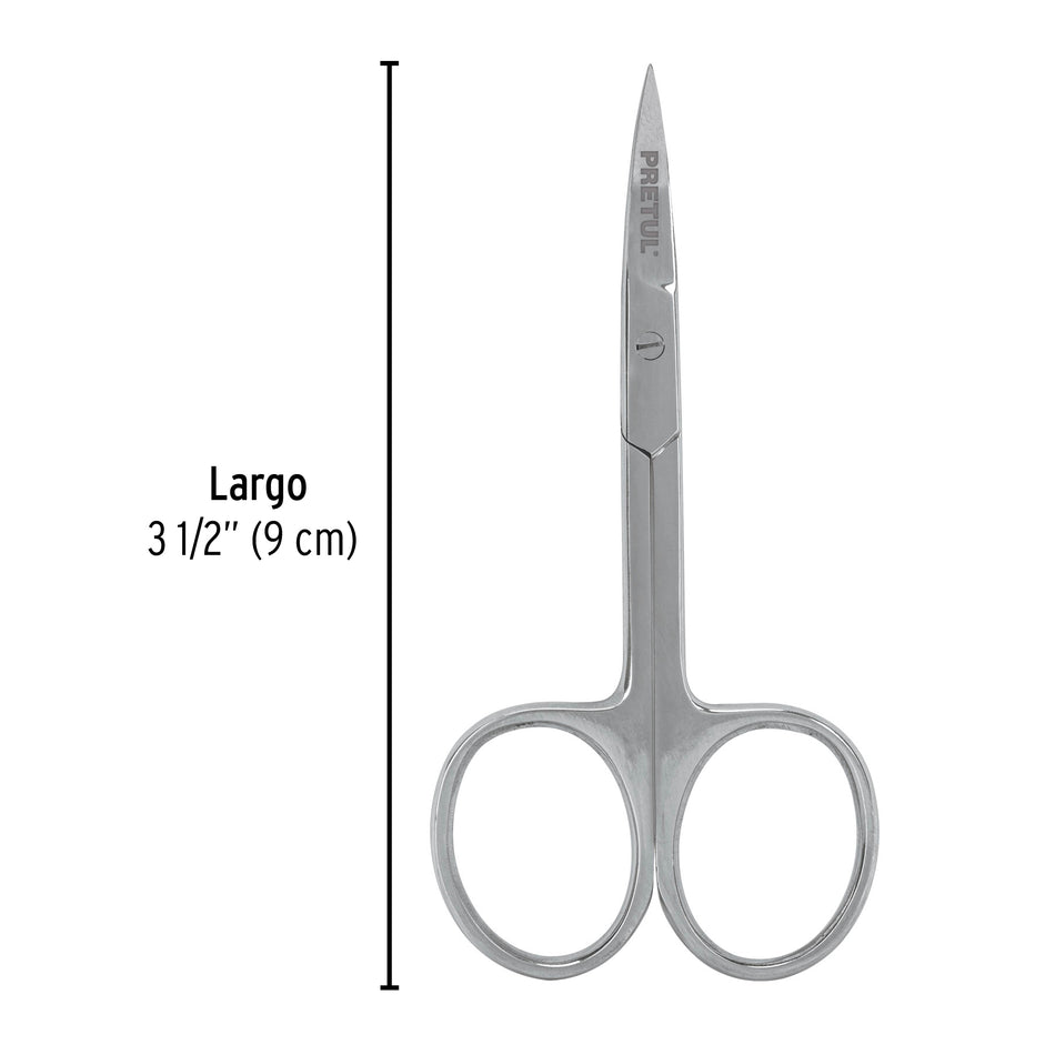 Tijera 3-1/2' acero inox punta curva para manicure, Pretul Caja con 6, 27084
