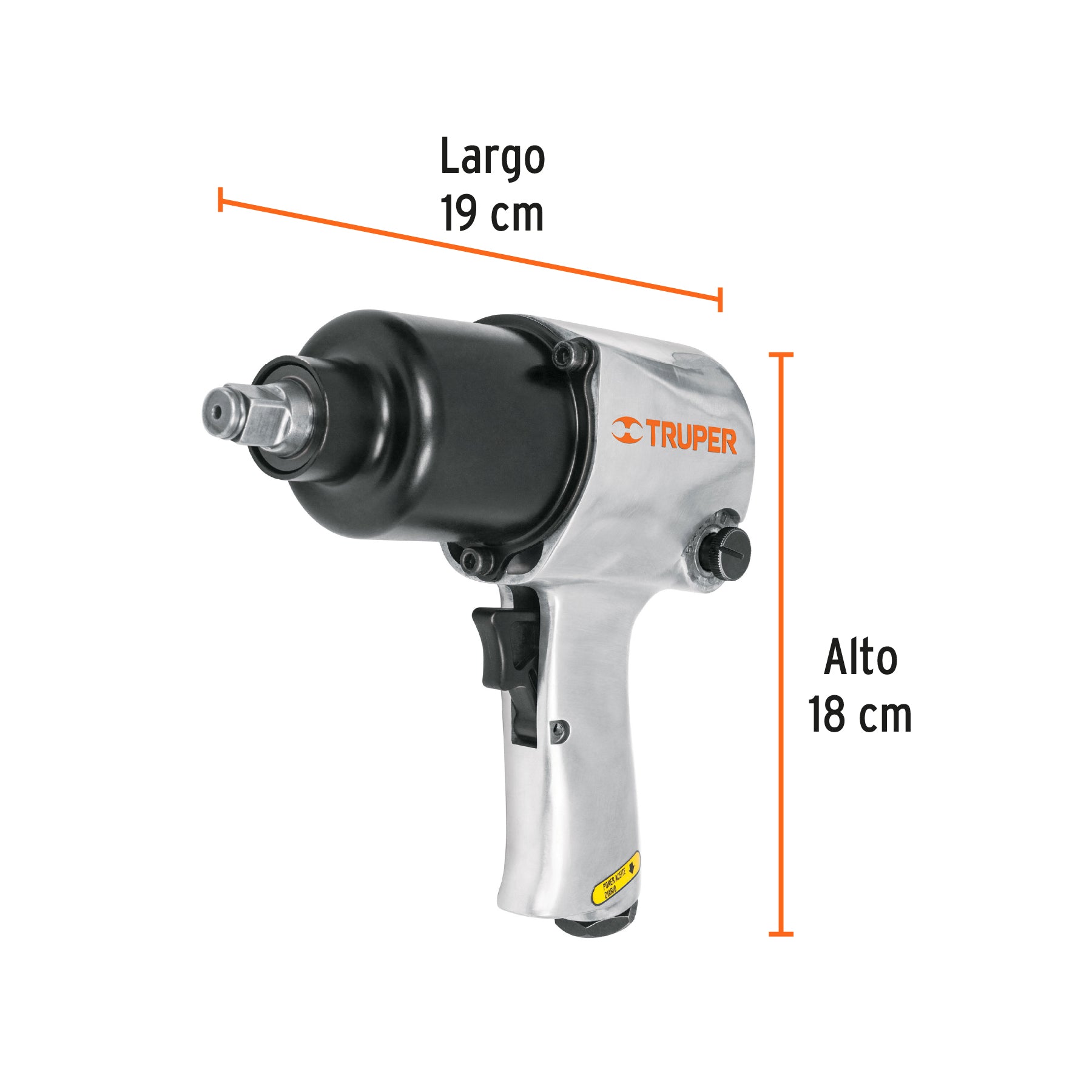 Llave de impacto neumática 1/2', industrial, Truper, 11187