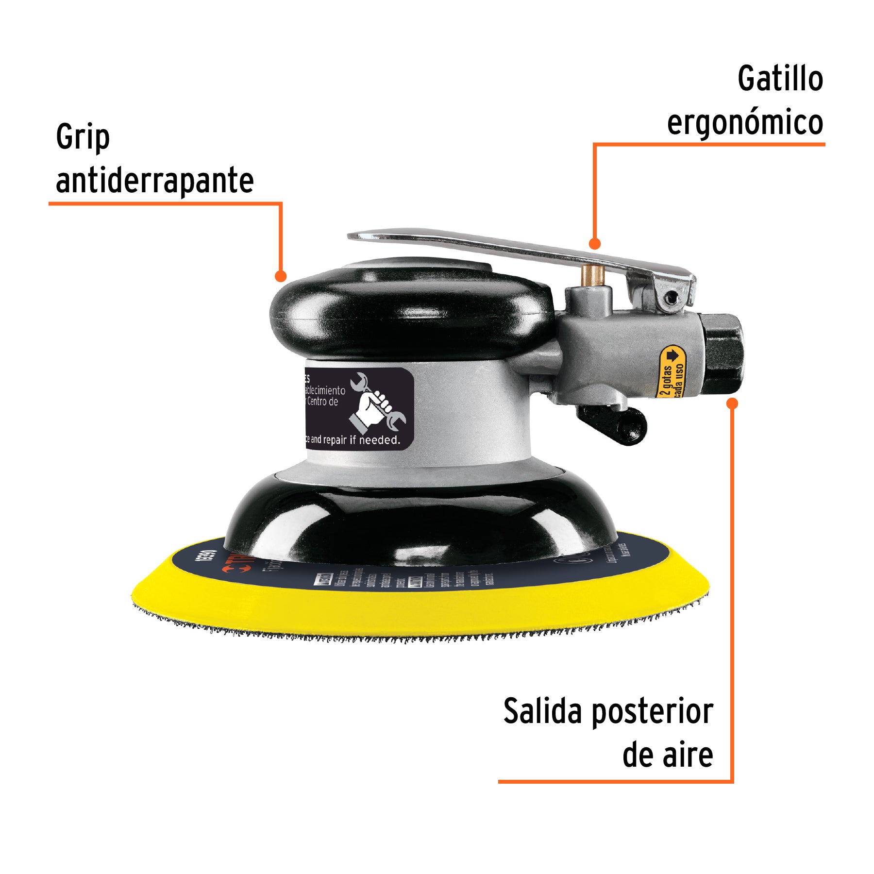 Lijadora orbital neumática industrial 6', Truper, 101895