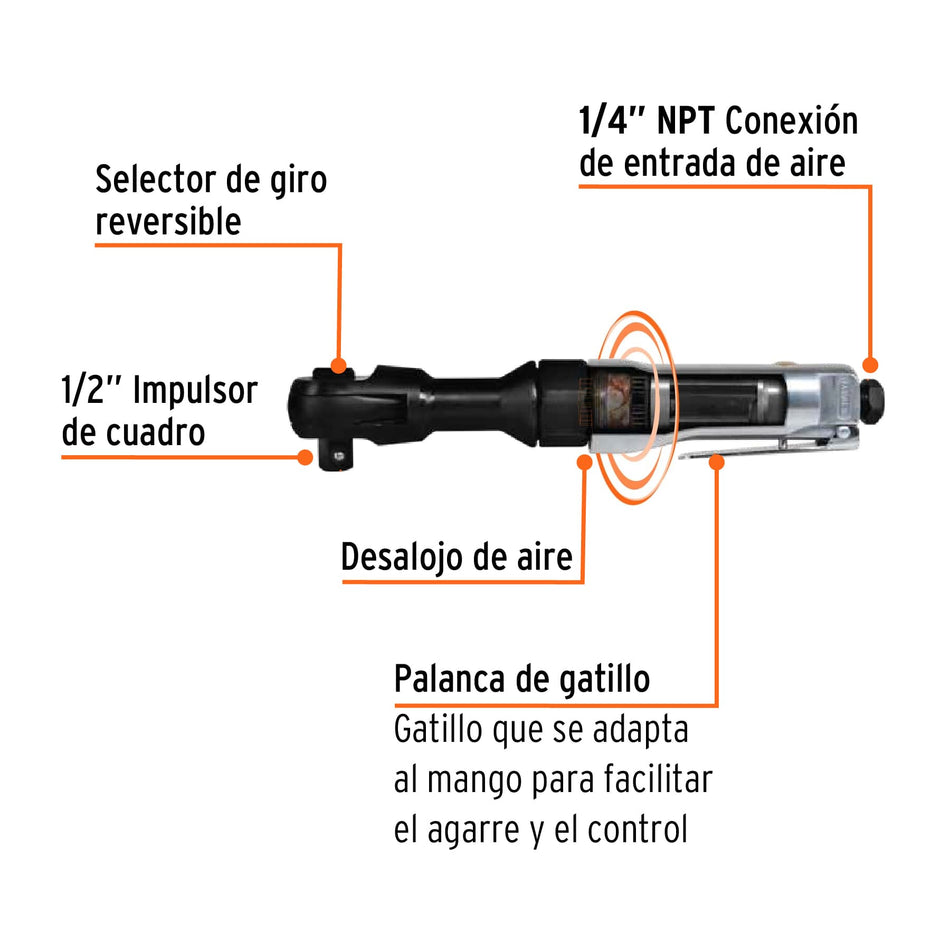 Matraca de impacto neumática 1/2', Truper, 11189