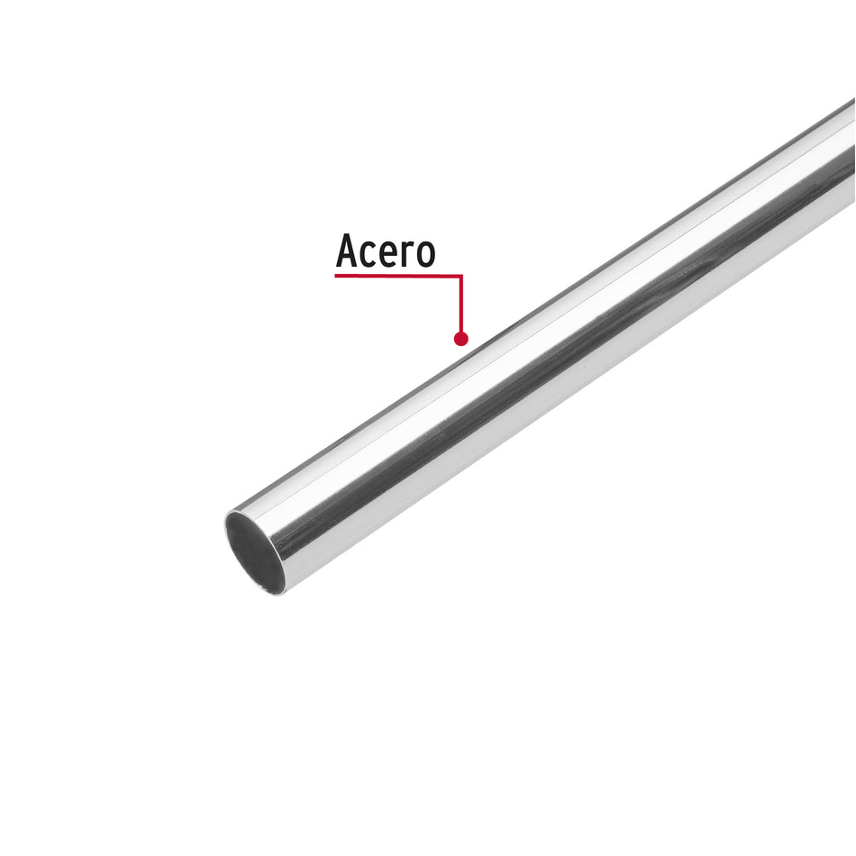Tubo redondo para clóset,1.2 m, acero cromado, Hermex Caja con 10, 45895