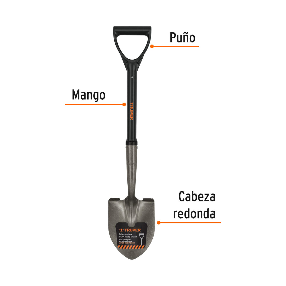Pala cajuelera redonda, puño 'D' con mango fibra de vidrio Caja con 3, 17195