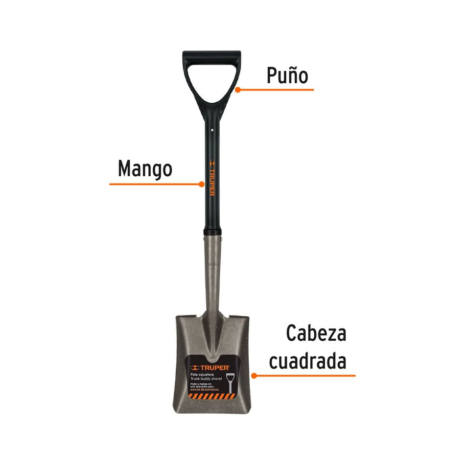 Pala cajuelera cuadrada, puño 'D' con mango fibra de vidrio Caja con 3, 17196
