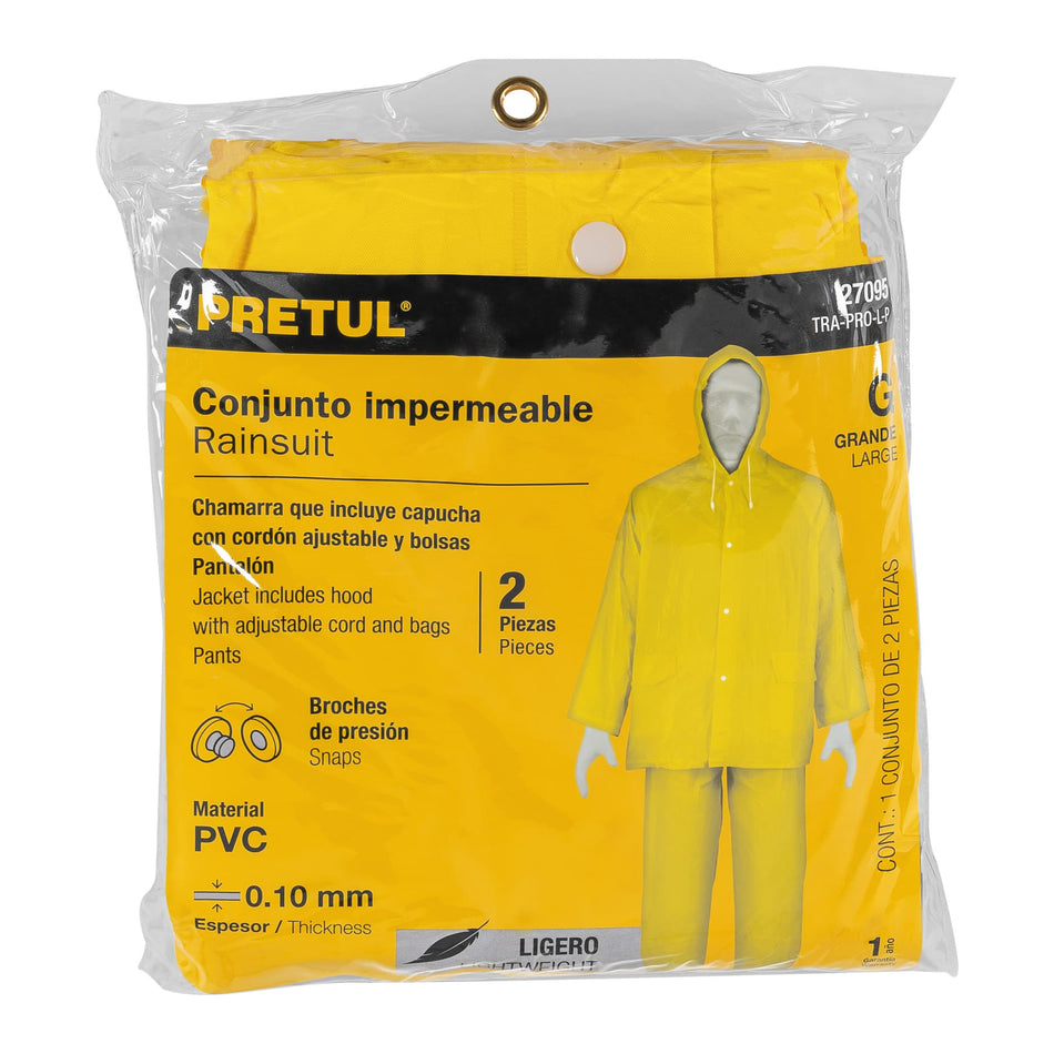 Conjunto impermeable ligero de PVC, talla G, Pretul Caja con 5, 27095