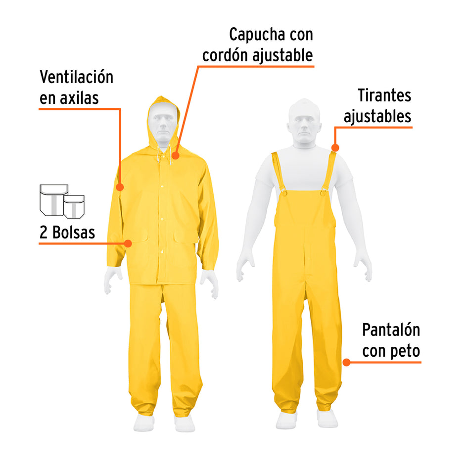 Conjunto impermeable triple capa, talla G, Truper Expert Caja con 2, 100913