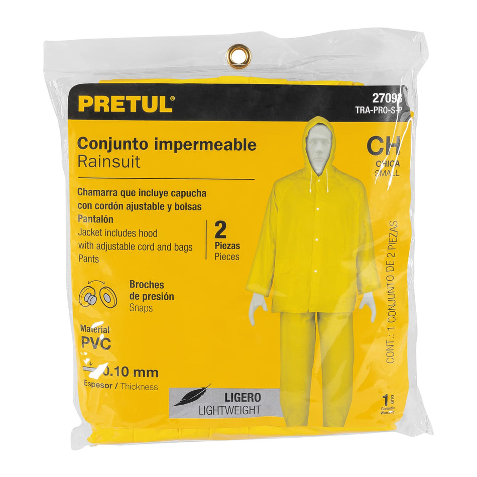 Conjunto impermeable ligero de PVC, talla CH, Pretul Caja con 5, 27093