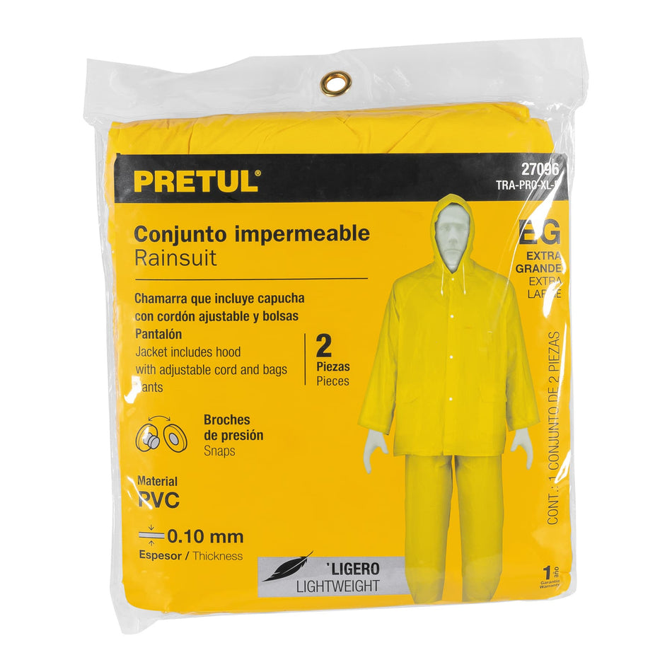 Conjunto impermeable ligero de PVC, talla XG, Pretul Caja con 5, 27096