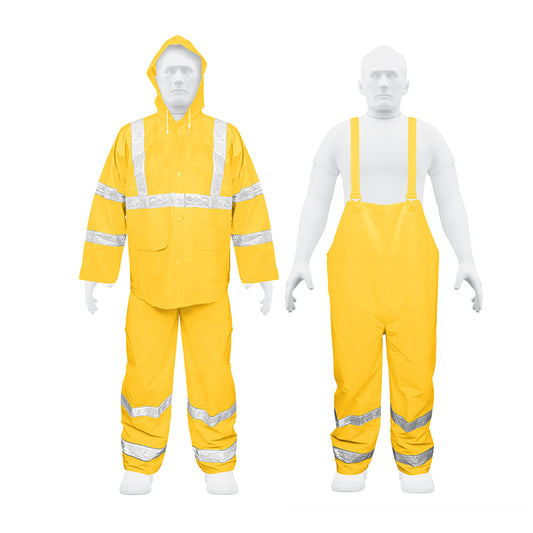 Conjunto impermeable doble capa amarillo con reflejante, M Caja con 2, 18416