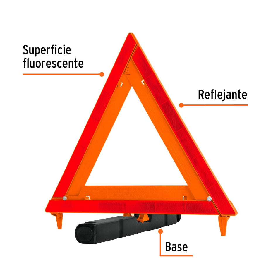 Triángulo de seguridad, 17', con estuche plástico, TRUPER Caja con 3, 10942