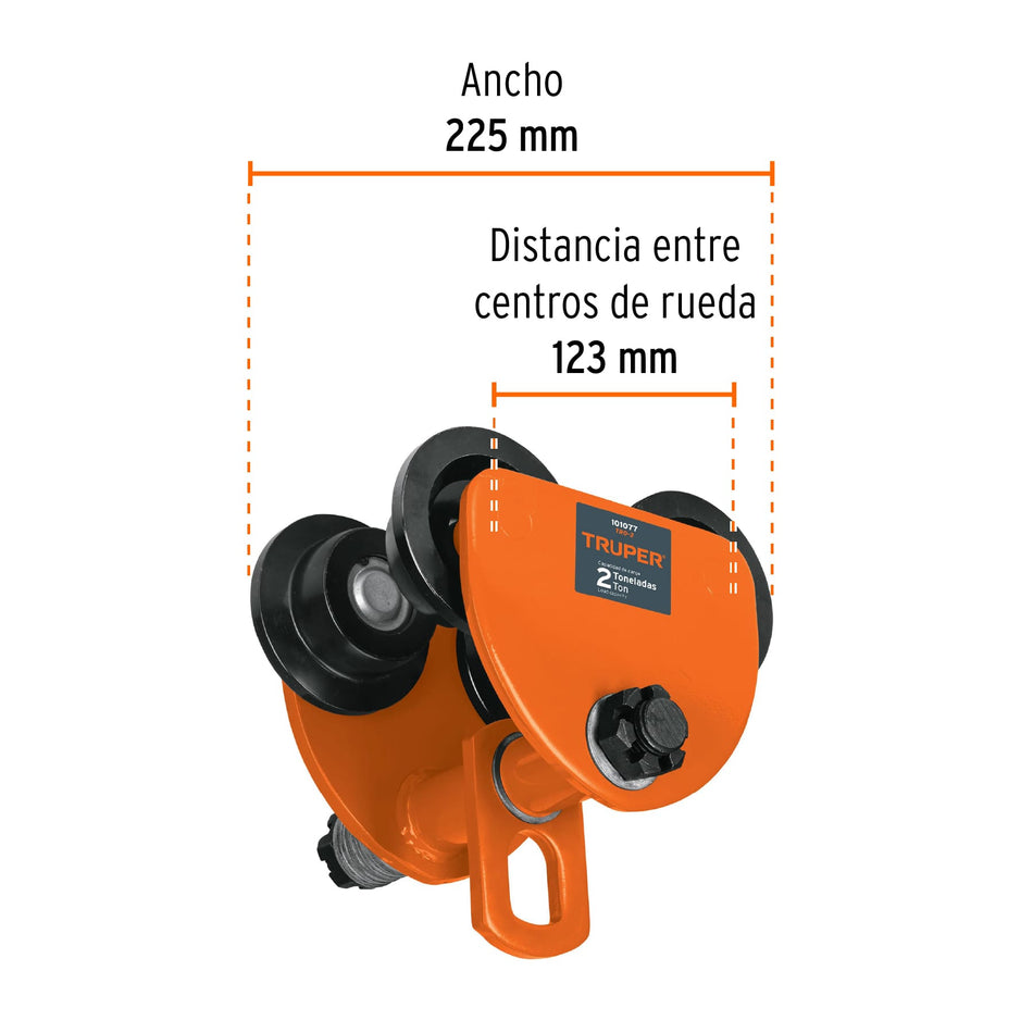 Trole de carga 2 ton para vigas IPS e IPR, ajustable, Truper, 101077