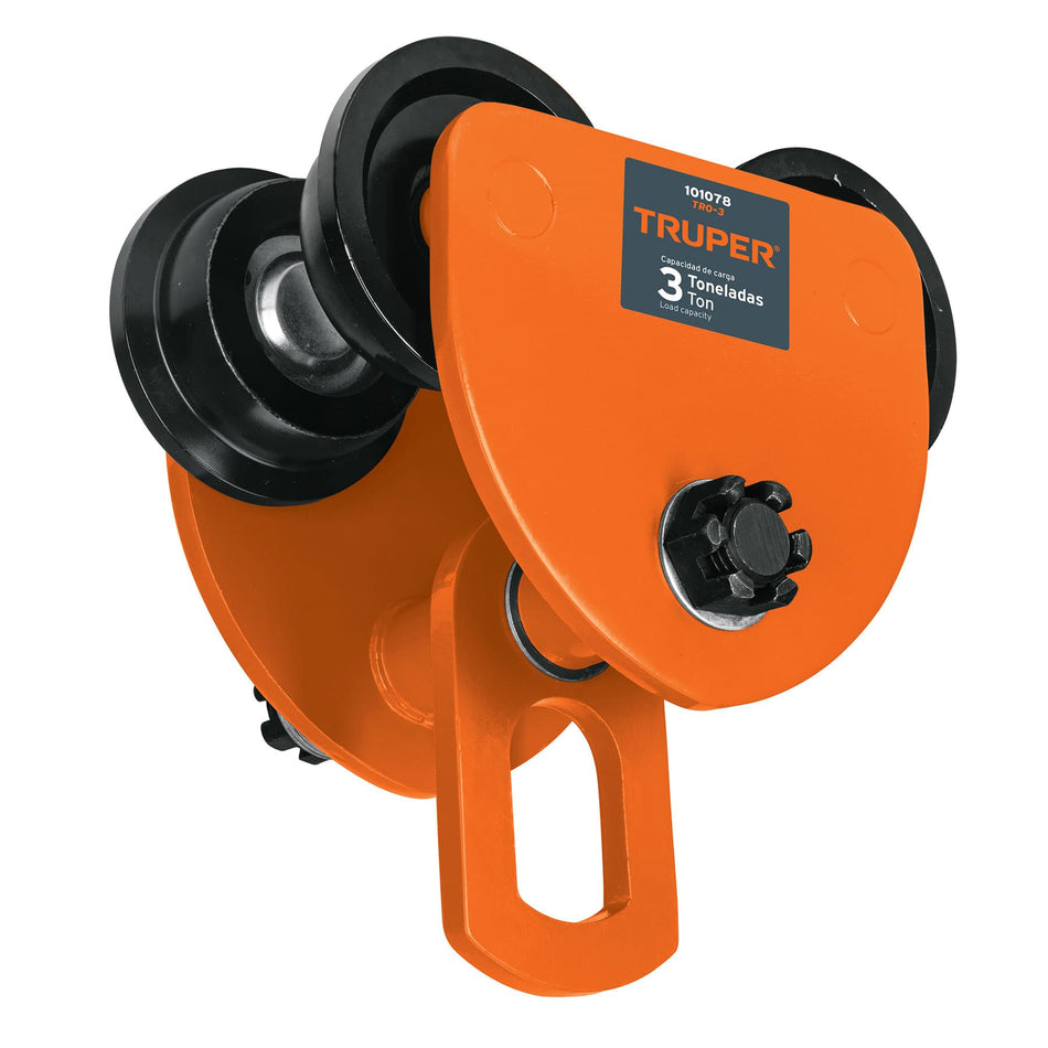 Trole de carga 3 ton para vigas IPS e IPR, ajustable, Truper, 101078