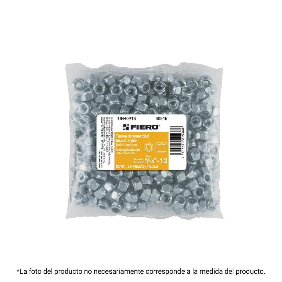 Bolsa con 60 tuercas de seguridad, 7/16' , FIERO Caja con 6, 40913
