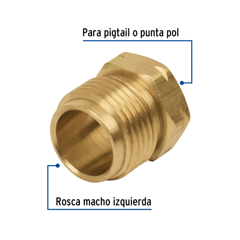 Tuerca izquierda de latón 7/8' a granel, Foset Caja con 20, 49298