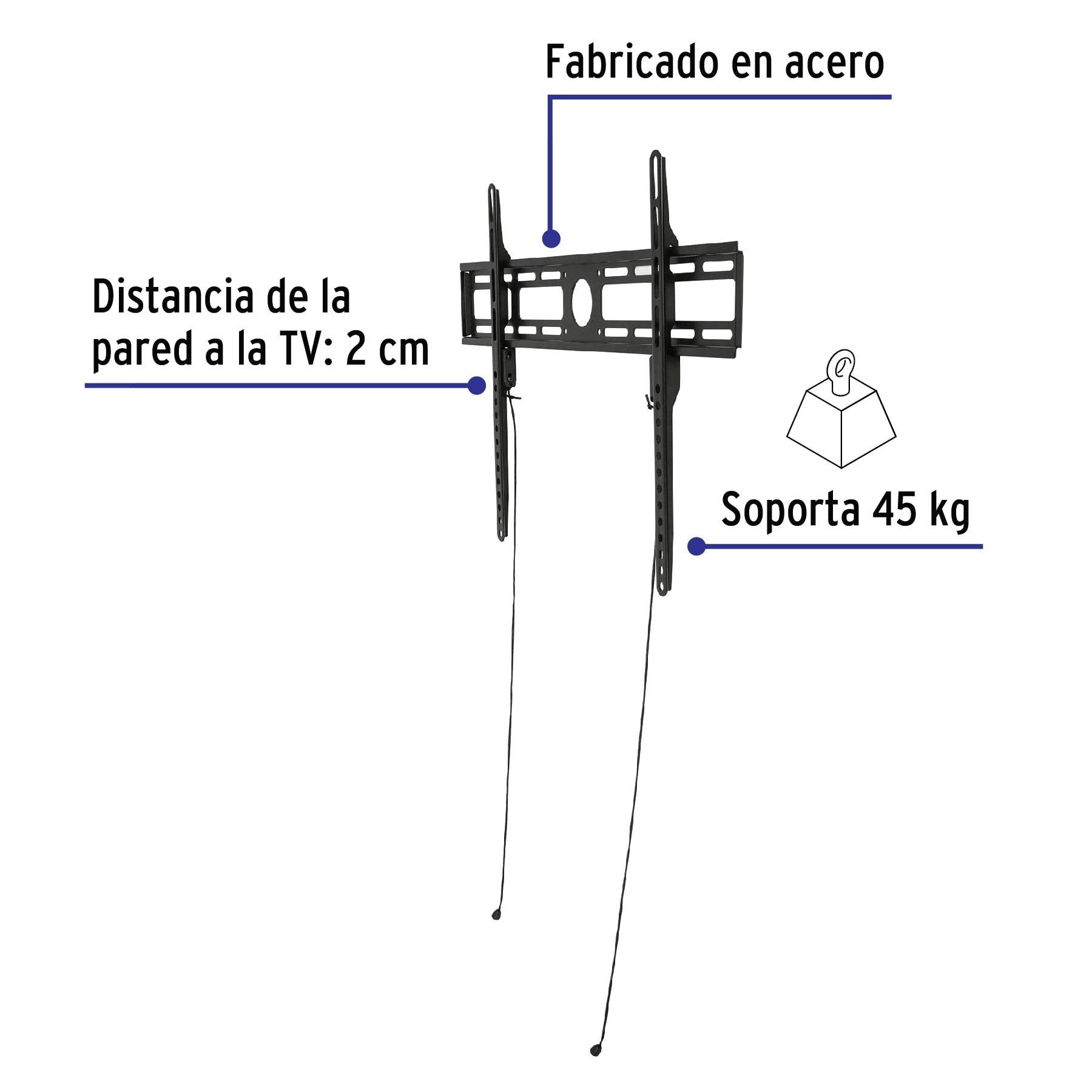 Soporte para pantallas de 32' a 70', fijo, Volteck, 46092