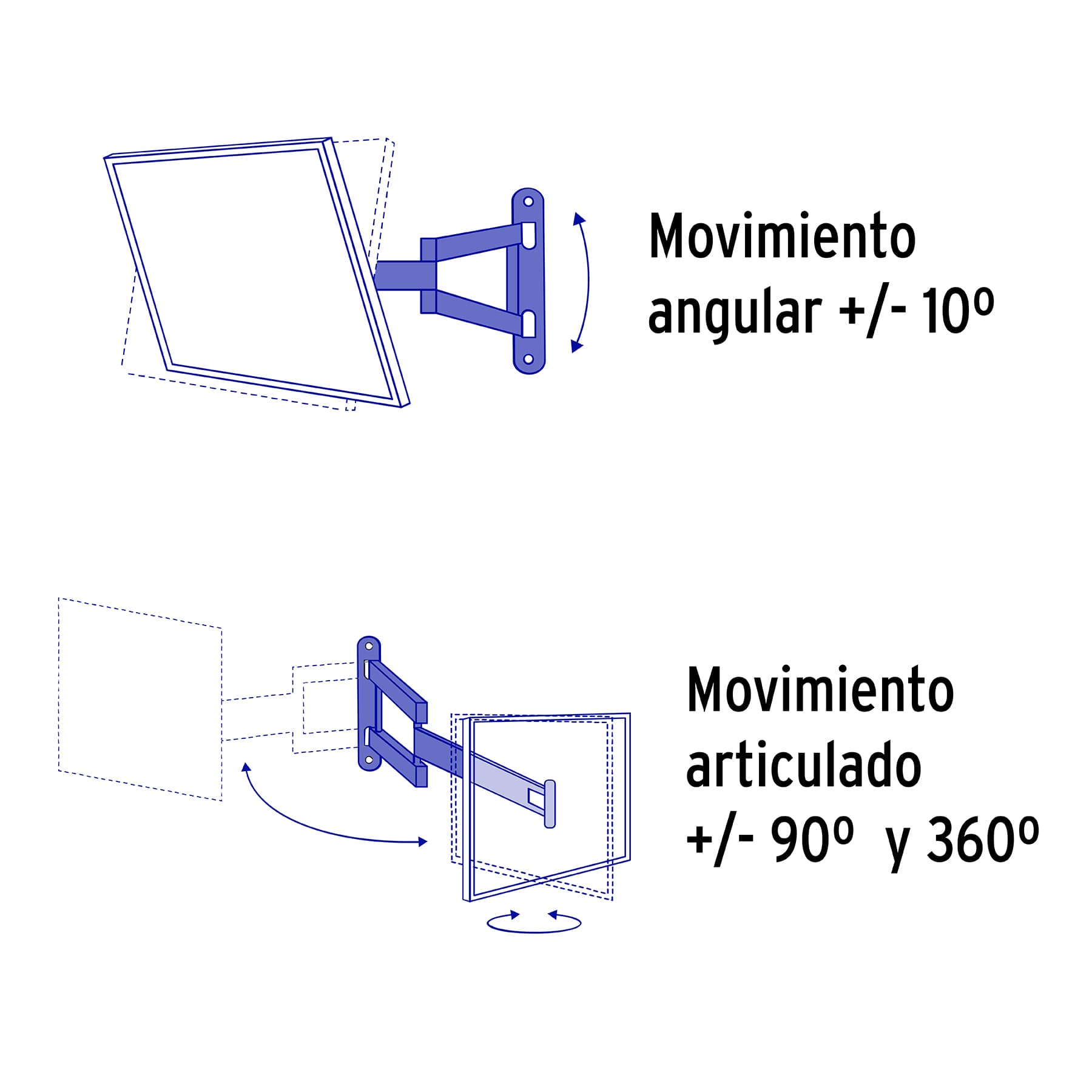 Soporte para pantallas 14' a 40' mov. angular y articulado, 48428