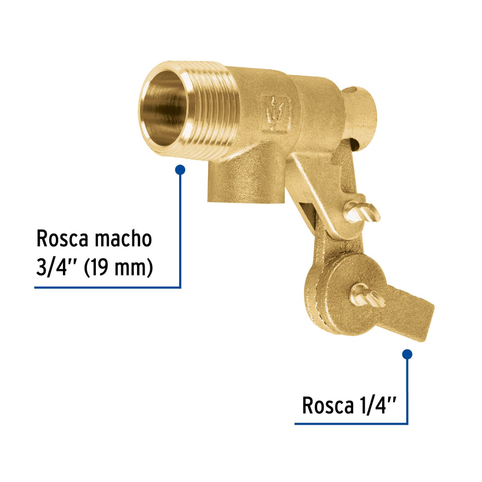 Válvula de flotador de latón 3/4', Foset Caja con 6, 49035