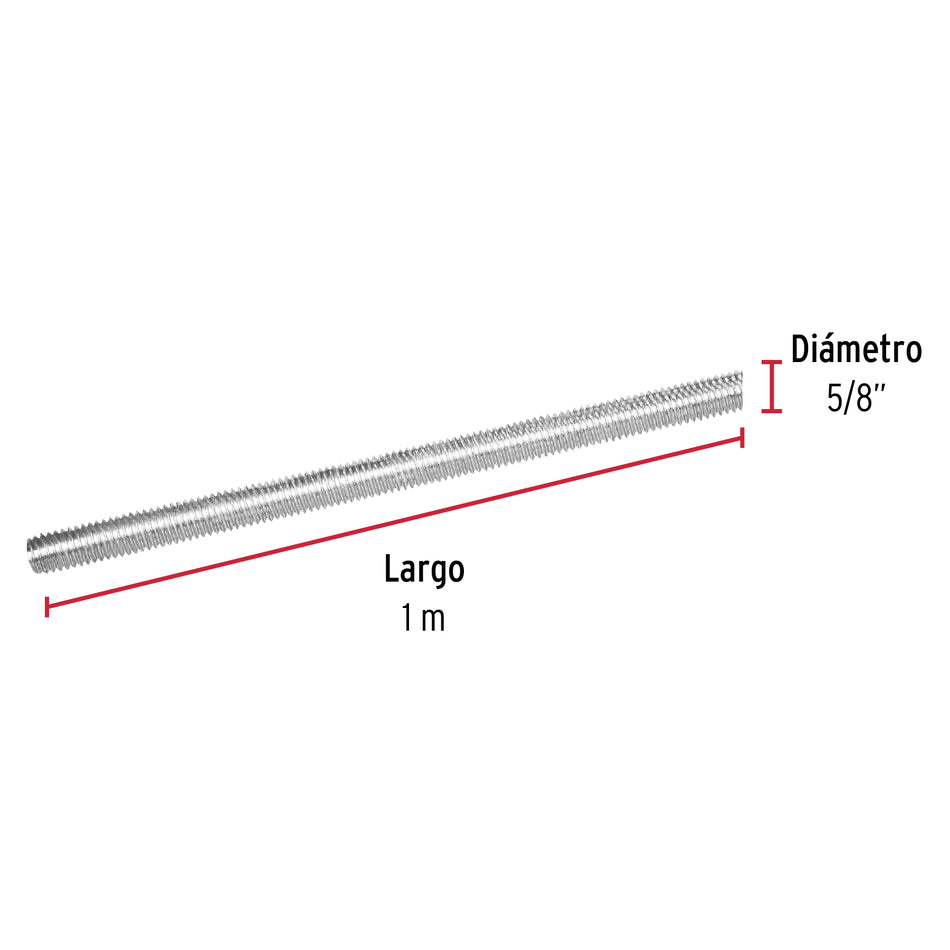Varilla roscada de 1 m x 5/8', Fiero Caja con 6, 42416