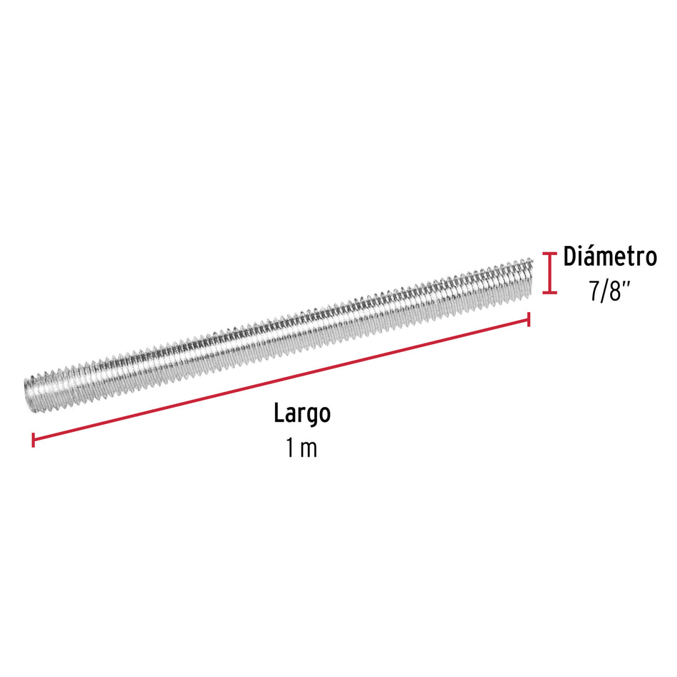 Varilla roscada de 1 m x 7/8', Fiero Caja con 3, 42418