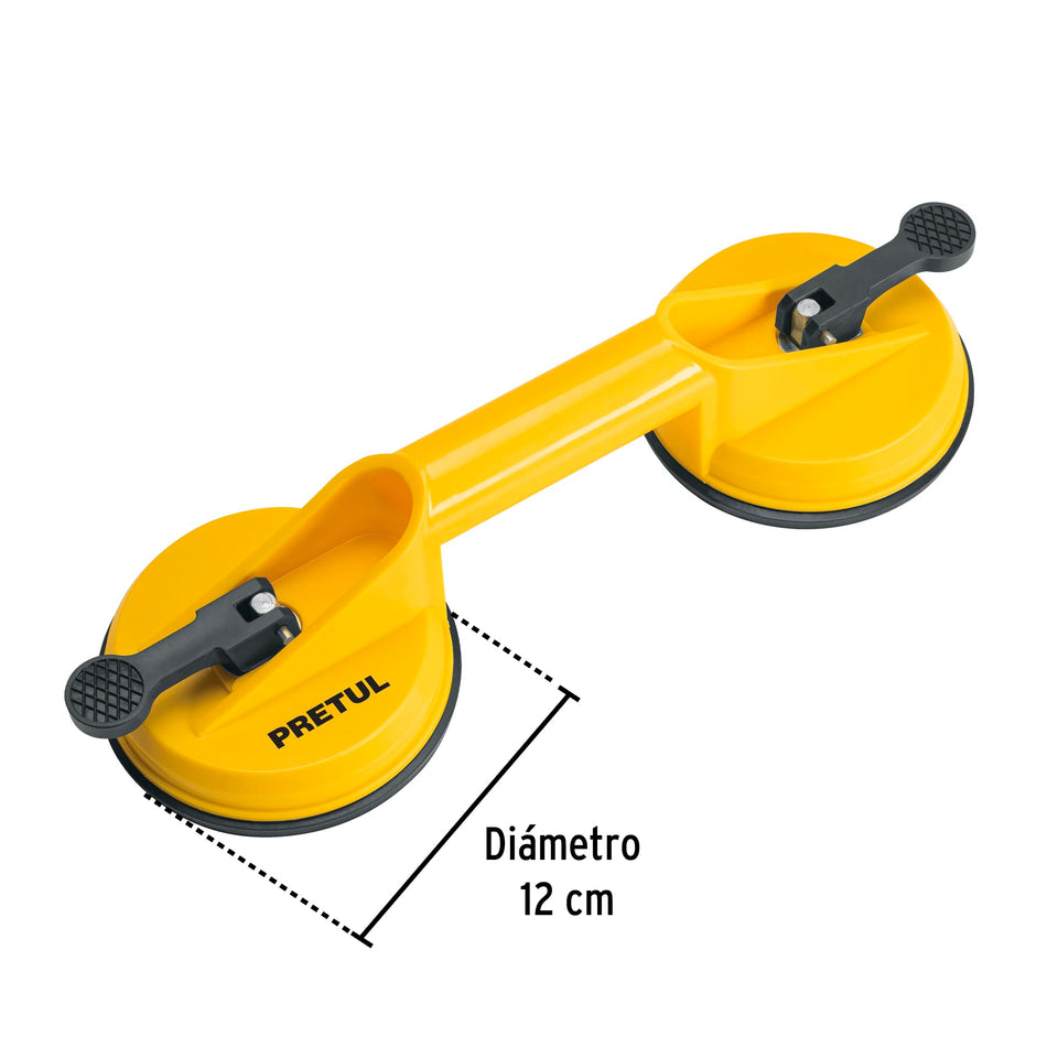 Ventosa de plástico para vidrio, 2 copas de succión, Pretul Caja con 4, 23051