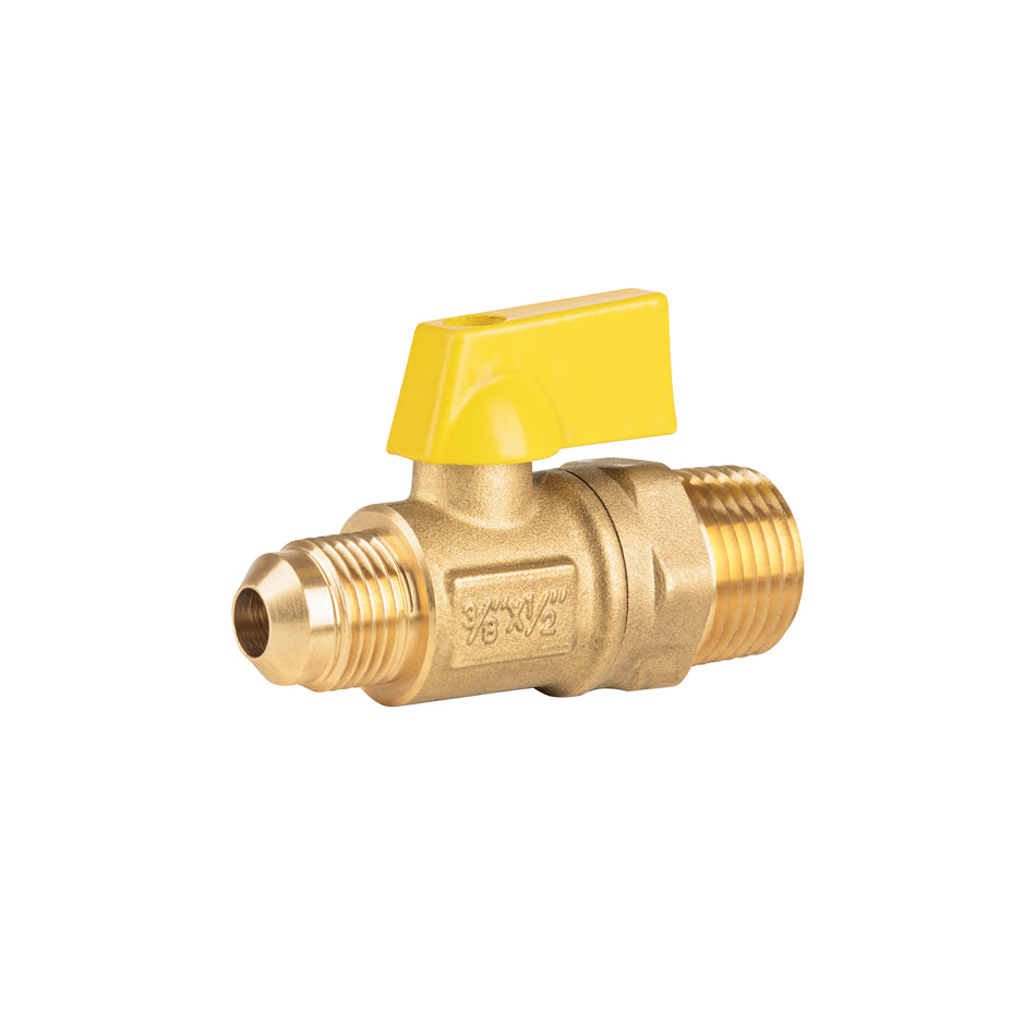 Válvula de control de latón p/gas,3/8x1/2'Flare/macho, FOSET Caja con 6, 44817