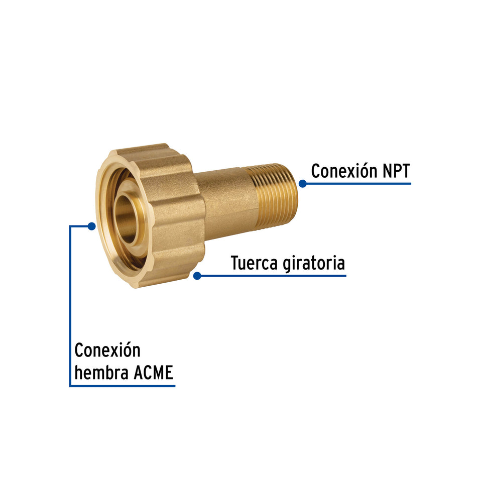 Acoplador llenado p/tanque estacionario,ACME 1-3/4x3/4'NPT Caja con 2, 47656