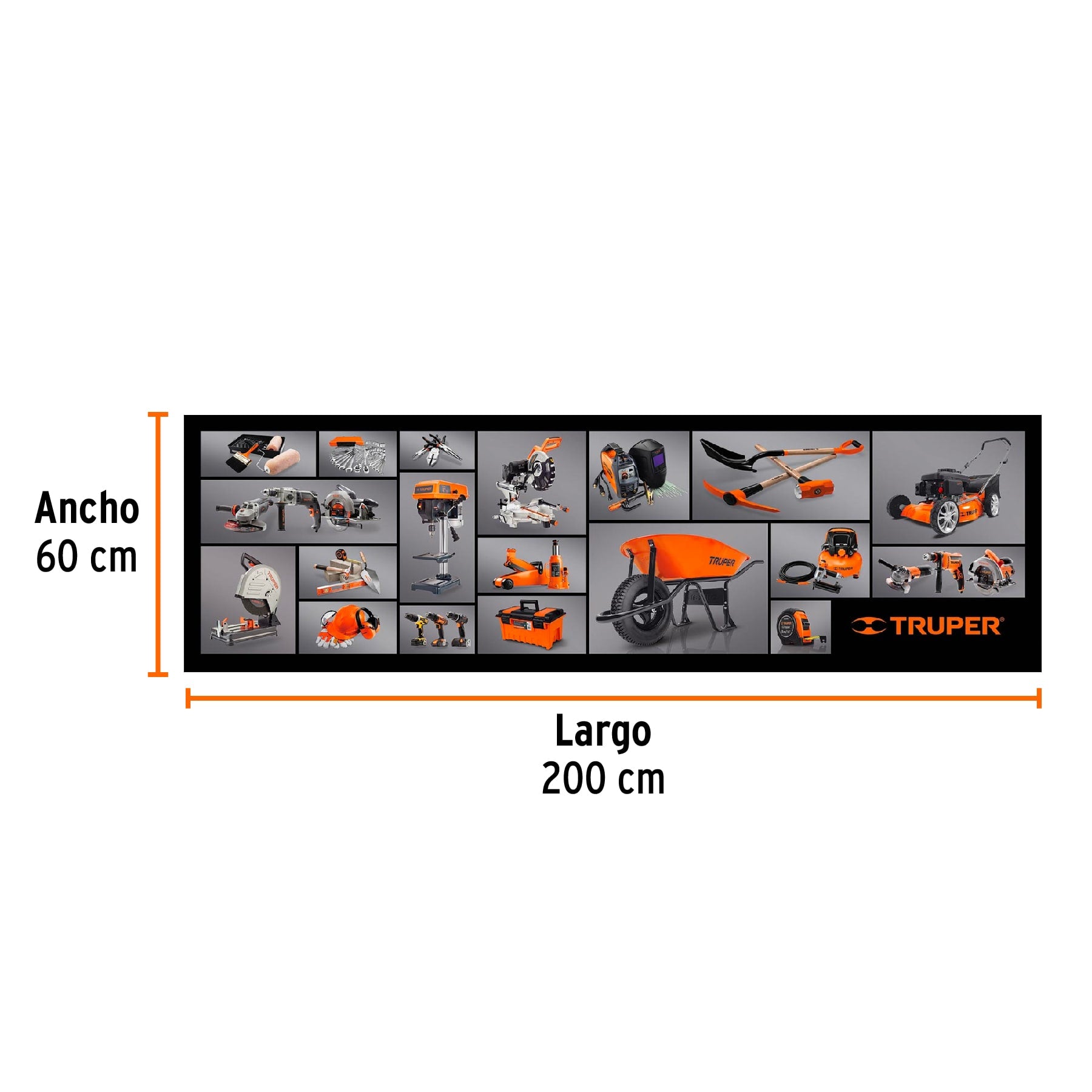 Cubremostrador de vinil 200 x 60 cm, Truper, 60145