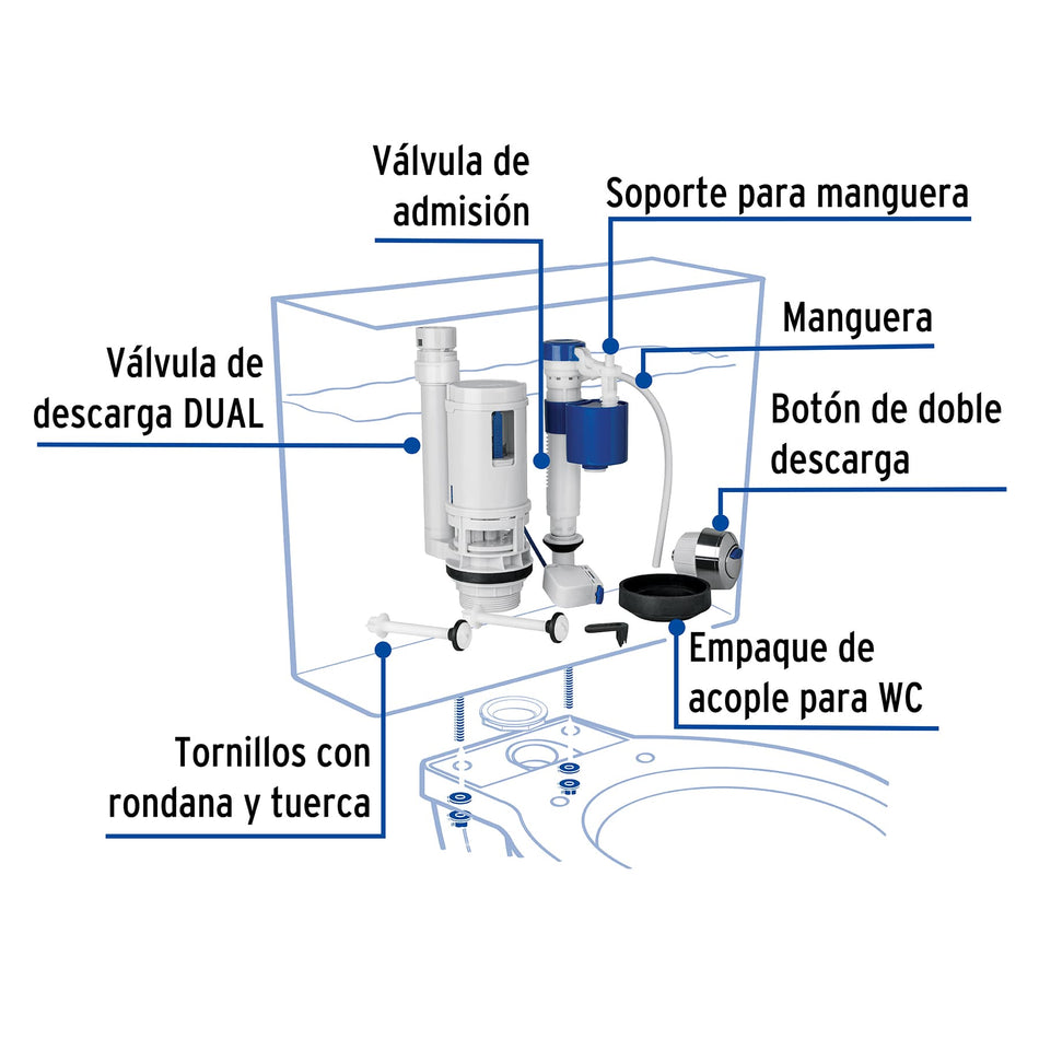 Juego de accesorios para WC, con sistema dual, Foset, 49605